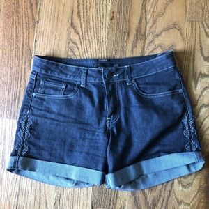 PrAna embroidered denim shorts